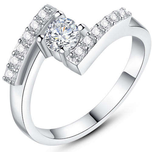 Journey Design 0.58 Carat Cr. Diamond Solitaire with Accents Engagement Ring