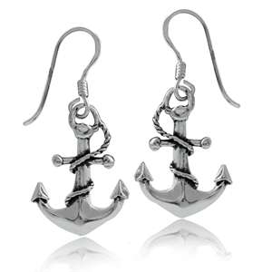 **ON SALE!!!** 925 Solid Silver Nautical Anchor Dangle Earrings