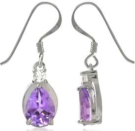 **ON SALE!!!** 1.9ct. Natural Amethyst 925 Solid Silver Drop Dangle Earrings