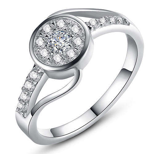 Designer Halo 0.58 Carat Cr. Diamond Engagement Ring. Size 5.5 / L