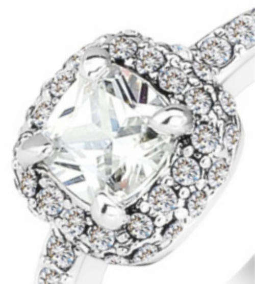Princess Halo 1.30 Carat Swarovski Elements Engagement Ring. Size 6/M