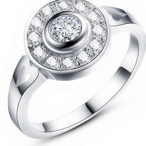 Exclusive Bezel Set Halo 0.86 Carat Cr. Diamond Ring. Size 6.5 / N / 17mm