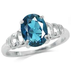 2.23 carat Natural London Blue Gemstone 925 Sterling Silver Filigree Ring