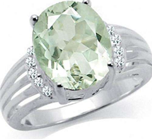 4.17 carat Genuine Green Amethyst 925 Sterling Silver Hallmarked Ring