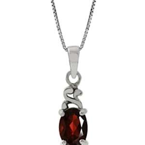 NECKLACE: 0.91 carat Natural Garnet Gemstone 925 Sterling Silver