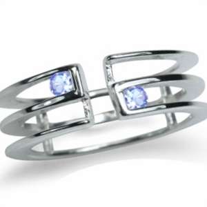 Ultra Modern 0.14ct Natural Tanzanite 925 Sterling Silver Ring