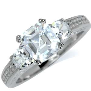 2ct Sim Diamond 925 SOLID Sterling Silver Engagement Ring. Size 8 / Q / 18mm