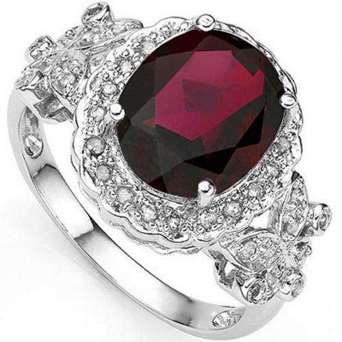 Garnet and Diamond Ring - Size 8