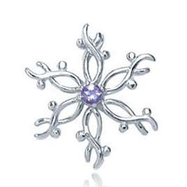 Petite 0.10ct Natural Tanzanite 925 Sterling Silver Snowflake Pendant