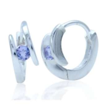 Petite 0.18ct Natural Tanzanite 925 Sterling Silver Huggie Earrings