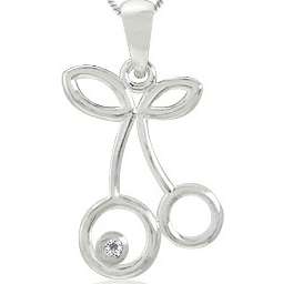 Natural White Topaz Bezel Cherry Pendant 925 Sterling Silver