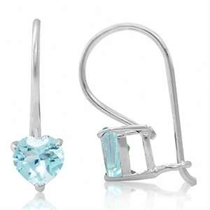 SPECIAL PRICE! Petite 1.22ct. Natural Blue Topaz 925 Sterling Silver Heart Hook Earrings
