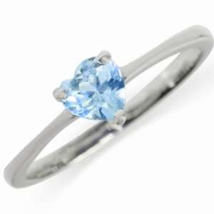 0.40ct Natural Blue Topaz Heart 925 Sterling Silver Ring. Size 5/K