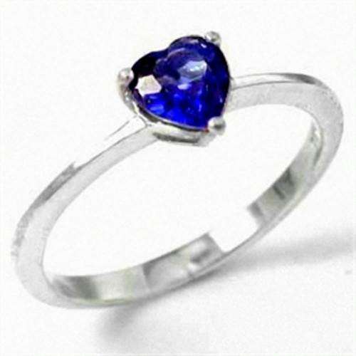 0.40ct Sapphire Blue CZ Heart 925 Sterling Silver Ring. Size 6 / M / 16.3mm