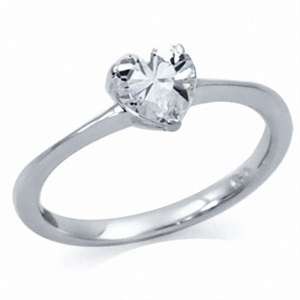 0.40ct White Cubic Heart 925 Sterling Silver Ring. Size 7 / O / 17.3mm