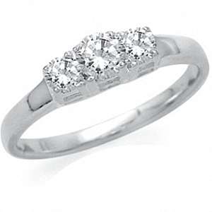 Fine 0.90ct Cr. Diamond Trilogy Engagement Ring. Size 5 / K / 16mm