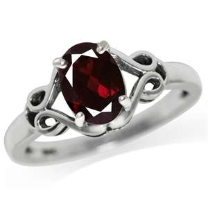 1.40ct Natural Garnet 925 Sterling Silver Ribbon Ring. Size 6