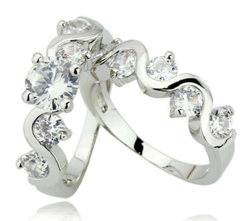 SIM DIAMOND ENGAGEMENT AND WEDDING RING SET - Size 5 / K