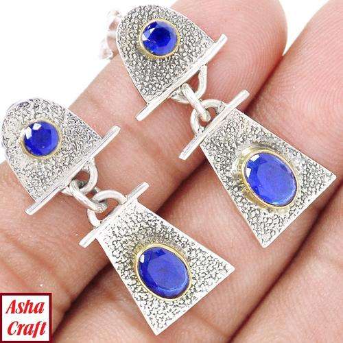 2.02ct NATURAL SAPPHIRE GEMSTONES 9CT GOLD VERMEIL EARRINGS