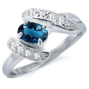 [R3125.60] 0.58ct Genuine London Blue Topaz Designer Swirl Ring. Size 5/K