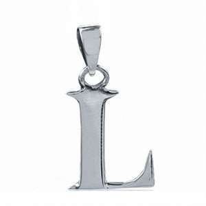 Large 18MM Initial Letter 925 Solid Silver Pendant - L