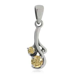 Vine Leaf Natural Citrine 925 Solid Silver Pendant