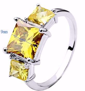 BRAND NEW 3.00ct Cr. Honey Citrine Trilogy Ring. Size 7/O
