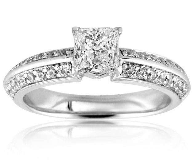 Sparkling 2.00 Carat Cr. Diamond Princess Cut Engagement Ring. Size 7/O