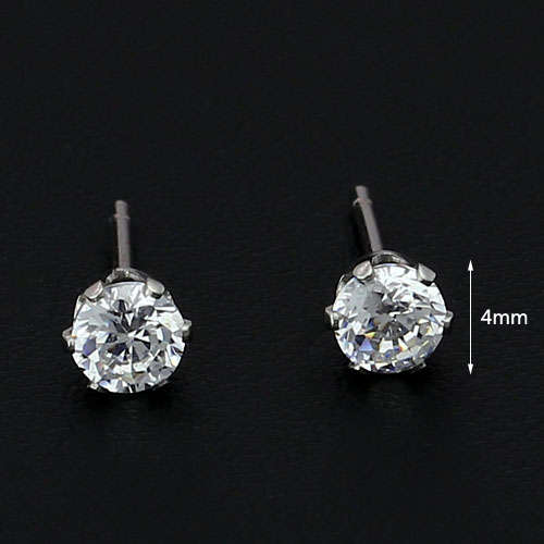 4MM High Quality Stainless Steel Cubic Zirconia Studs - TARNISH FREE
