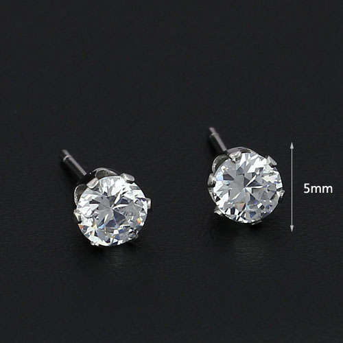 5MM High Quality Stainless Steel Cubic Zirconia Studs - TARNISH FREE