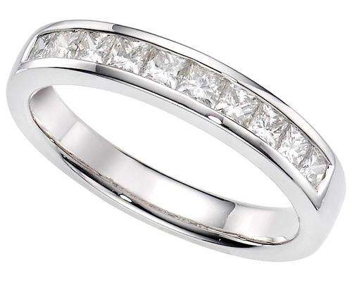 Semi Eternity Princess Cut 0.77 Carat Cr. Diamond Ring. Size 5 / K