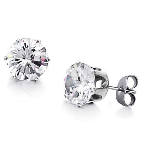 9MM High Quality Stainless Steel Cubic Zirconia Studs - TARNISH FREE