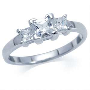 Fine Princess Cut 1.240 Carat Sparkling Cr. Diamond Trilogy Ring. 7[O]
