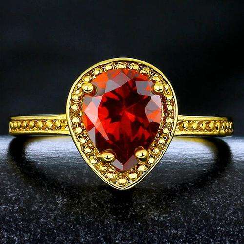 Pear Cut 1.33ct Ruby Red Zirconia 14kt Gold-filled Ring. Size 8[Q]