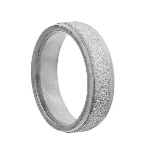 FROSTED STAINLESS STEEL RING. Size 9 / R
