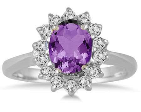 Exquisite Cr. Amethyst Halo Fine 925 Sterling Silver Ring. Size 7[O]