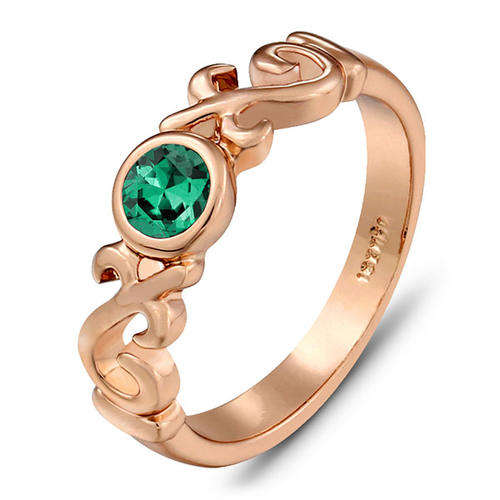 0.35ct Emerald Green Cubic Filigree Ring Size 6.5[N]