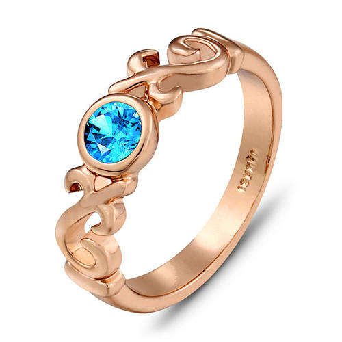 0.35ct Swiss Blue Cubic Filigree Ring Size 5.5[L]