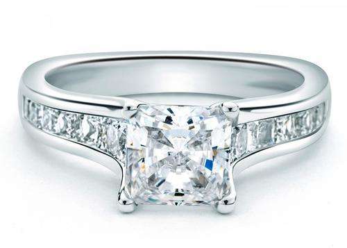 [1.24 carat] Sim diamond Rhodium clad Princess cut w/Accents ring