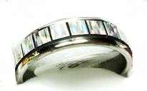 SILVER Bling Inlay Stainless Steel Ring. Size 10 / U