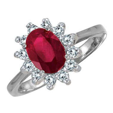 HALO RUBY GEMSTONE SIMULANT FINE 925 STERLING SILVER RING