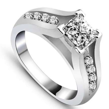 Amazing 1.24 carat Princess cut Brilliant accents Engagement Ring. Size 9.5 / T / 19.5mm