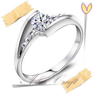 FINE 925 STERLING SILVER 0.47CT CUBIC ZIRCONIA RING. SIZE 6[M]