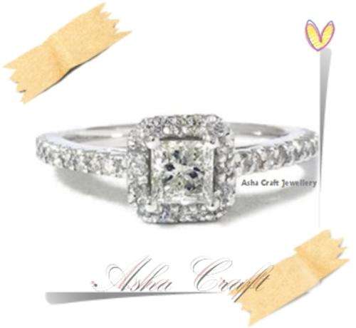 1.30 carat Swarovski Elements Princess Halo Ring. Size 9/S/19mm diam.
