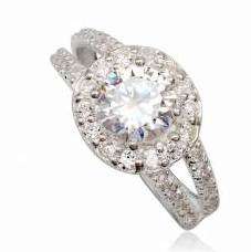 Most amazing 2.61ct cr.Diamond sparkling halo Engagement ring. Sz 6[M]