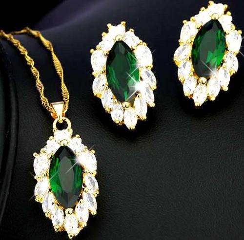 BIG n BOLD 14ct Yellow Gold Plated Emerald CZ Accent Set
