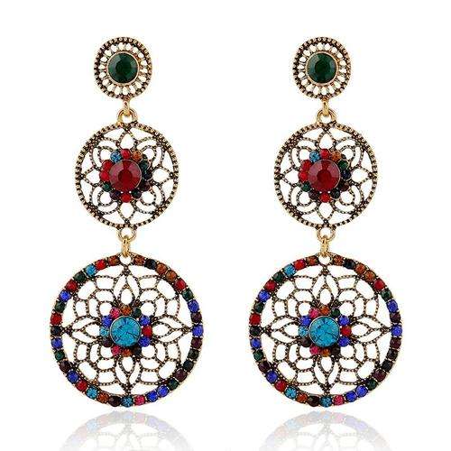 WINTER WINNER!! Large dangling earrings, plated in gold, encrusted with crystals