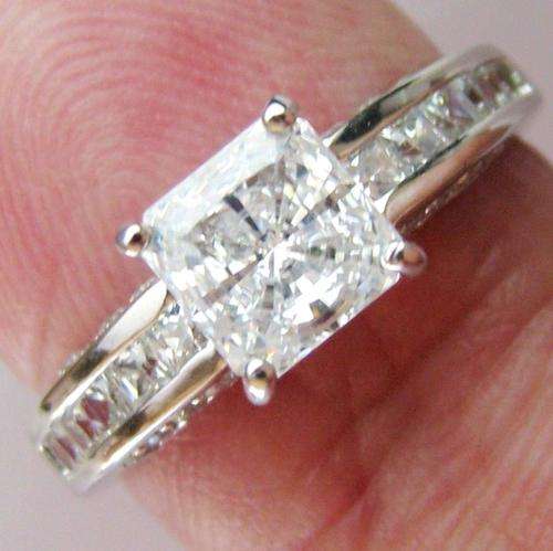 2.55 Carat Cr. Diamond Princess Channel Engagement Ring. Size 6/M