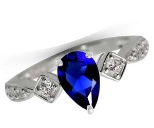 Lab Sapphire and CZ Ring* Genuine 925 STERLING SILVER* Size 12 Y