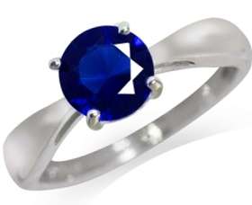 Elegant Royal blue Sapphire (lab) 1.26 carat Solitaire ring. Size 6 / L and a half